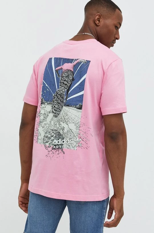 Ανδρικά Μπλουζάκια Βαμβακερό μπλουζάκι Adidas Originals ροζ - Image 3