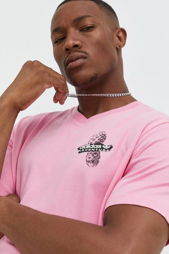 Ανδρικά Μπλουζάκια Βαμβακερό μπλουζάκι Adidas Originals ροζ - Image 4