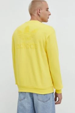 Ανδρικά Χωρίς φερμουάρ Βαμβακερή μπλούζα Adidas Originals κίτρινο,