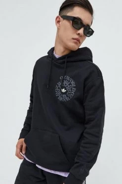 Ανδρικά Χωρίς φερμουάρ Βαμβακερή μπλούζα Adidas Originals μαύρο,