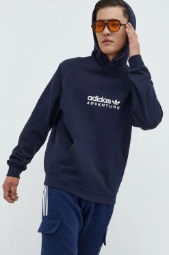 Ανδρικά Χωρίς φερμουάρ Βαμβακερή μπλούζα Adidas Originals ναυτικό μπλε,