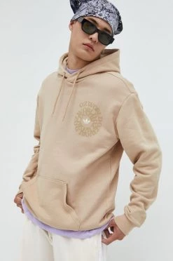 Ανδρικά Χωρίς φερμουάρ Βαμβακερή μπλούζα Adidas Originals μπεζ,