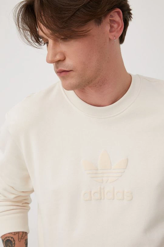 Ανδρικά Χωρίς φερμουάρ Βαμβακερή μπλούζα Adidas Originals μπεζ, - Image 4