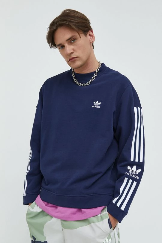 Ανδρικά Χωρίς φερμουάρ Βαμβακερή μπλούζα Adidas Originals ναυτικό μπλε, - Image 2