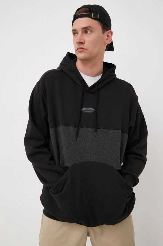 Ανδρικά Χωρίς φερμουάρ Βαμβακερή μπλούζα Adidas Originals μαύρο,