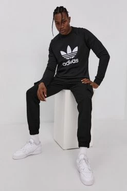 Ανδρικά Χωρίς φερμουάρ Βαμβακερή μπλούζα Adidas Originals χρώμα: μαύρο