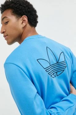 Ανδρικά Χωρίς φερμουάρ Βαμβακερή μπλούζα Adidas Originals μπλε