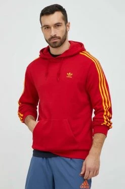 Ανδρικά Χωρίς φερμουάρ Βαμβακερή μπλούζα Adidas Originals κόκκινο, με κουκούλα