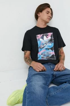 Ανδρικά Μπλουζάκια Βαμβακερό μπλουζάκι Adidas Originals μαύρο
