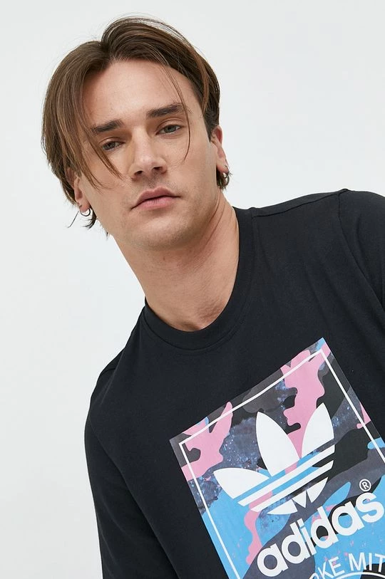 Ανδρικά Μπλουζάκια Βαμβακερό μπλουζάκι Adidas Originals μαύρο - Image 5