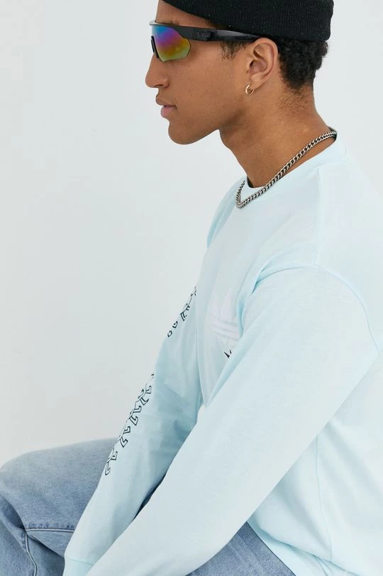 Ανδρικά Μακρυμάνικα Βαμβακερή μπλούζα με μακριά μανίκια Adidas Originals χλωμό λευκό - Image 4