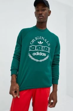 Ανδρικά Χωρίς φερμουάρ Βαμβακερή μπλούζα Adidas Originals πράσινο,
