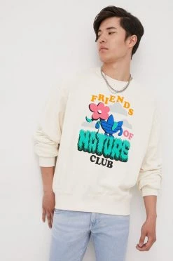 Ανδρικά Χωρίς φερμουάρ Βαμβακερή μπλούζα Adidas Originals μπεζ,