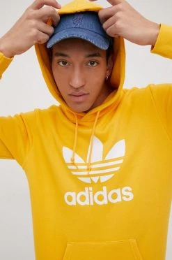 Ανδρικά Χωρίς φερμουάρ Βαμβακερή μπλούζα Adidas Originals Adicolor χρώμα: κίτρινο