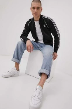 Ανδρικά Με φερμουάρ Μπλούζα Adidas Originals Adicolor χρώμα: μαύρο,