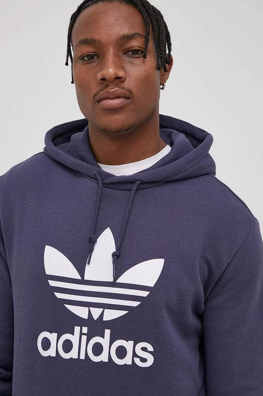 Ανδρικά Χωρίς φερμουάρ Βαμβακερή μπλούζα Adidas Originals Adicolor χρώμα: ναυτικό μπλε - Image 4