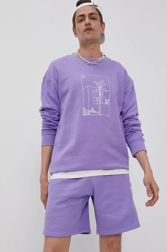 Ανδρικά Χωρίς φερμουάρ Βαμβακερή μπλούζα Adidas Originals χρώμα: μοβ - Image 4