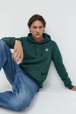 Ανδρικά Χωρίς φερμουάρ Μπλούζα Adidas Originals πράσινο, με κουκούλα