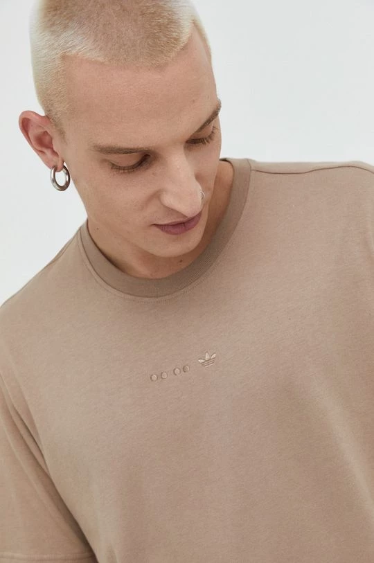 Ανδρικά Μπλουζάκια Βαμβακερό μπλουζάκι Adidas Originals μπεζ - Image 4