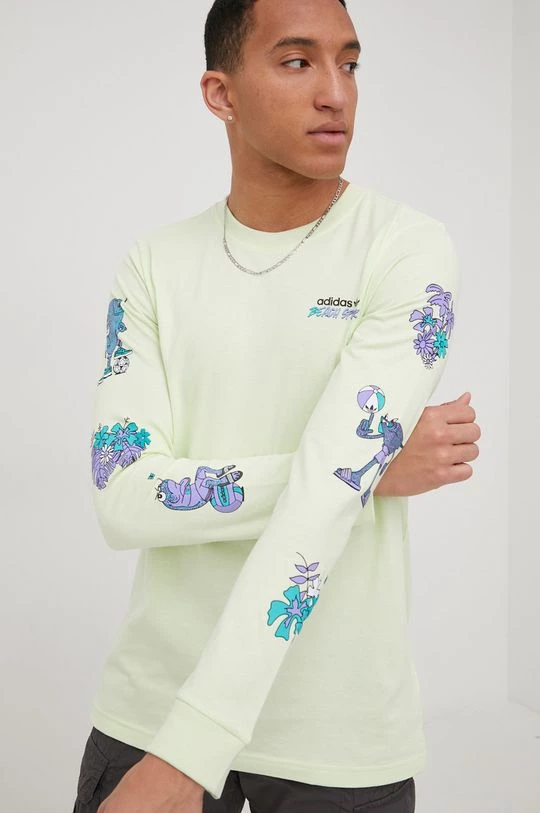 Ανδρικά Μακρυμάνικα Βαμβακερή μπλούζα με μακριά μανίκια Adidas Originals πράσινο - Image 2