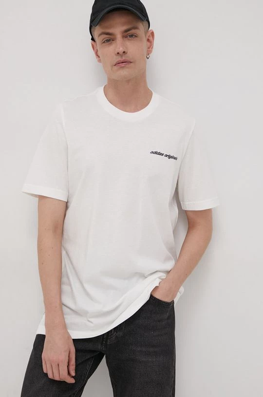 Ανδρικά Μπλουζάκια Βαμβακερό μπλουζάκι Adidas Originals άσπρο - Image 3