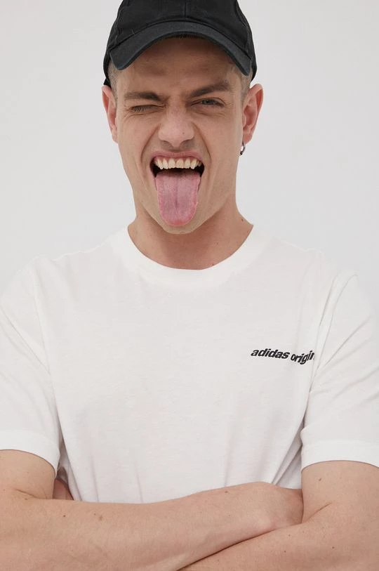 Ανδρικά Μπλουζάκια Βαμβακερό μπλουζάκι Adidas Originals άσπρο - Image 4