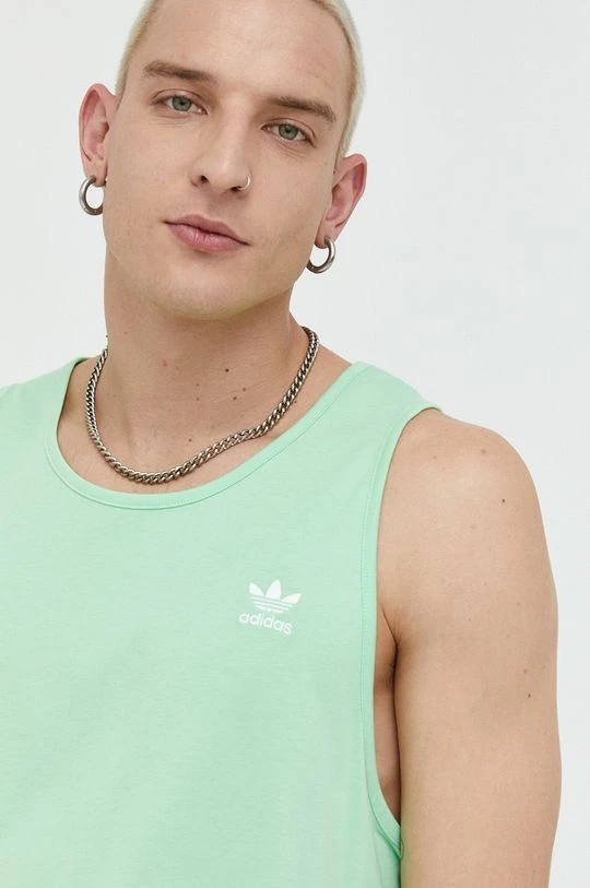 Ανδρικά Αμάνικα Βαμβακερό μπλουζάκι Adidas Originals πράσινο - Image 4