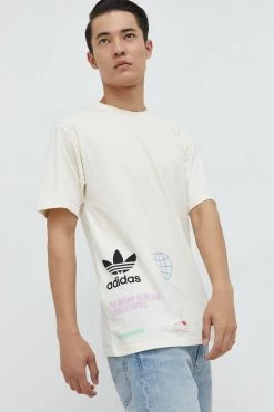 Ανδρικά Μπλουζάκια Βαμβακερό μπλουζάκι Adidas Originals μπεζ
