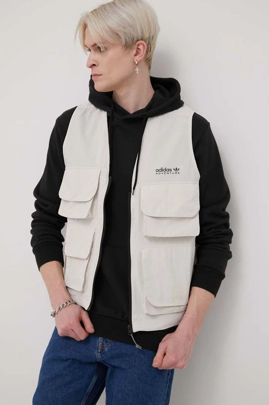 Ανδρικά Γιλέκα Αμάνικο μπουφάν Adidas Originals χρώμα: μπεζ - Image 4