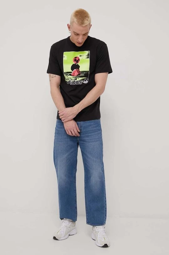 Ανδρικά Μπλουζάκια Βαμβακερό μπλουζάκι Adidas Originals μαύρο - Image 2