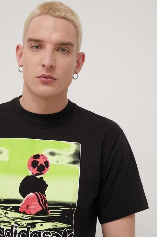 Ανδρικά Μπλουζάκια Βαμβακερό μπλουζάκι Adidas Originals μαύρο - Image 4