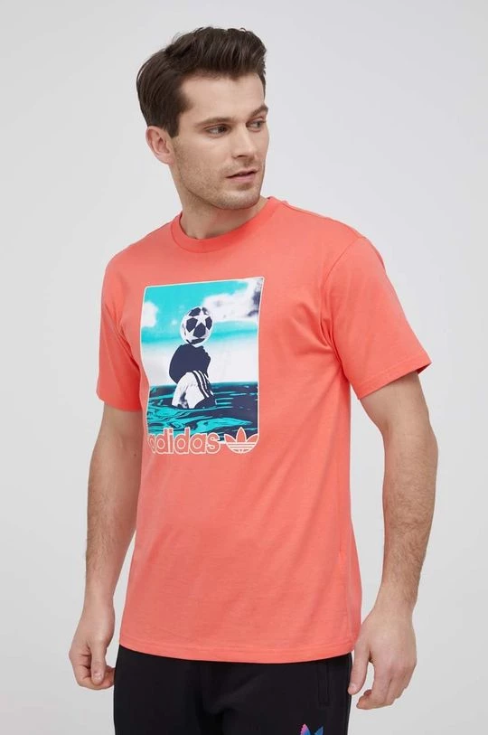 Ανδρικά Μπλουζάκια Βαμβακερό μπλουζάκι Adidas Originals πορτοκαλί