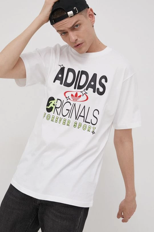 Ανδρικά Μπλουζάκια Βαμβακερό μπλουζάκι Adidas Originals άσπρο - Image 2