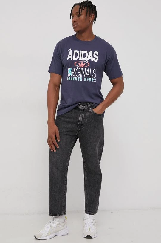 Ανδρικά Μπλουζάκια Βαμβακερό μπλουζάκι Adidas Originals ναυτικό μπλε - Image 2