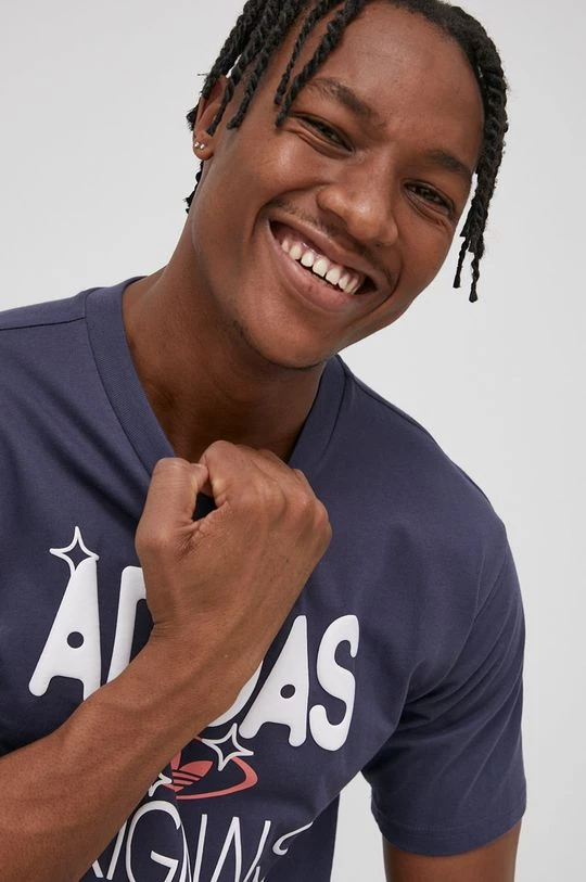 Ανδρικά Μπλουζάκια Βαμβακερό μπλουζάκι Adidas Originals ναυτικό μπλε - Image 4