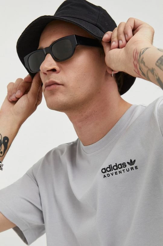 Ανδρικά Μπλουζάκια Βαμβακερό μπλουζάκι Adidas Originals γκρι - Image 4