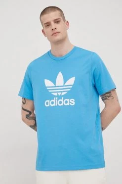 Ανδρικά Μπλουζάκια Βαμβακερό μπλουζάκι Adidas Originals Adicolor τιρκουάζ