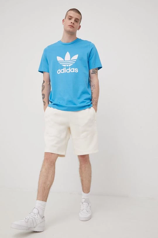 Ανδρικά Μπλουζάκια Βαμβακερό μπλουζάκι Adidas Originals Adicolor τιρκουάζ - Image 2