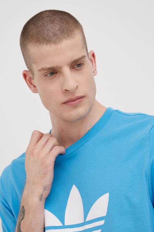 Ανδρικά Μπλουζάκια Βαμβακερό μπλουζάκι Adidas Originals Adicolor τιρκουάζ - Image 4