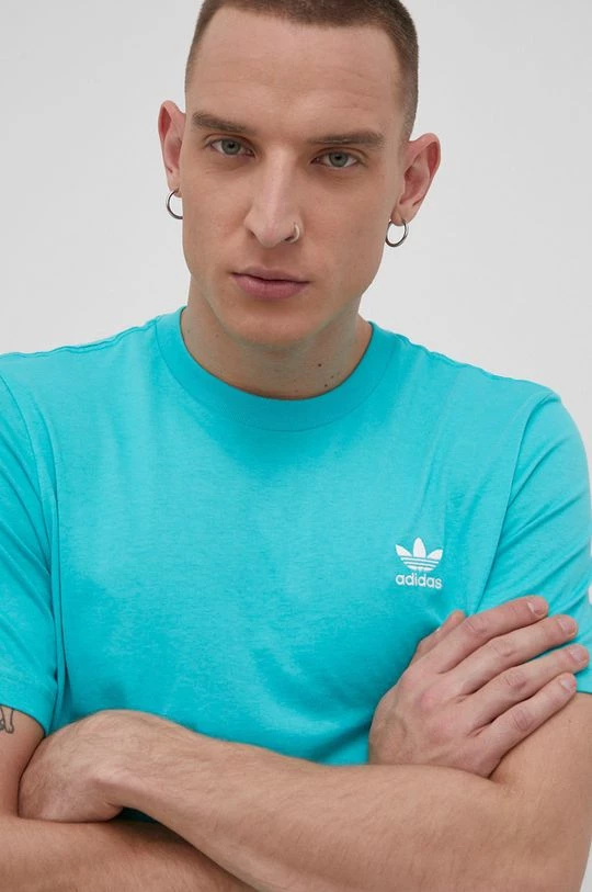 Ανδρικά Μπλουζάκια Βαμβακερό μπλουζάκι Adidas Originals Adicolor τιρκουάζ - Image 4