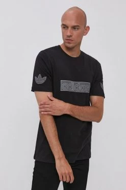 Ανδρικά Μπλουζάκια Βαμβακερό μπλουζάκι Adidas Originals μαύρο