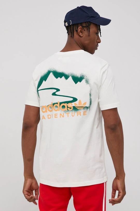 Ανδρικά Μπλουζάκια Βαμβακερό μπλουζάκι Adidas Originals κρεμ - Image 3