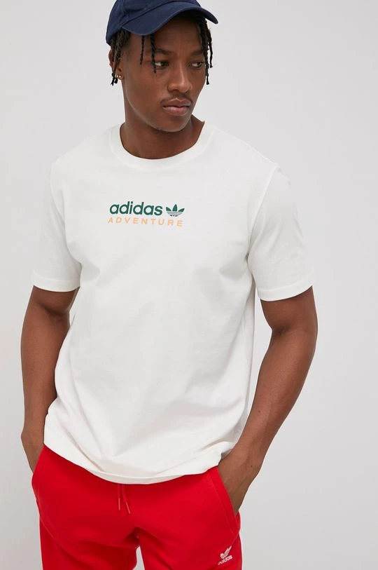 Ανδρικά Μπλουζάκια Βαμβακερό μπλουζάκι Adidas Originals κρεμ - Image 4