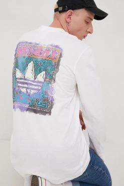 Ανδρικά Μακρυμάνικα Βαμβακερή μπλούζα με μακριά μανίκια Adidas Originals άσπρο