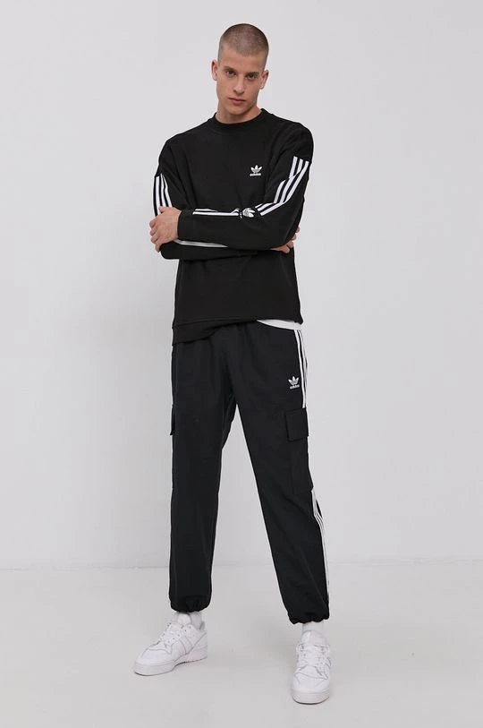 Χωρίς φερμουάρ Βαμβακερή μπλούζα Adidas Originals μαύρο - Image 2