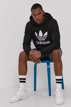 Ανδρικά Χωρίς φερμουάρ Βαμβακερή μπλούζα Adidas Originals χρώμα: μαύρο