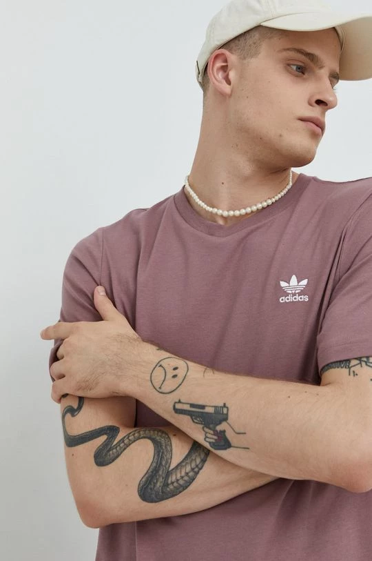 Ανδρικά Μπλουζάκια Βαμβακερό μπλουζάκι Adidas Originals μοβ - Image 4