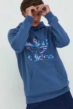 Ανδρικά Χωρίς φερμουάρ Μπλούζα Adidas Originals χάλυβα μπλε