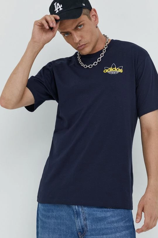 Ανδρικά Μπλουζάκια Βαμβακερό μπλουζάκι Adidas Originals ναυτικό μπλε - Image 3