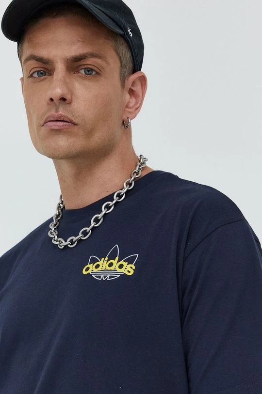 Ανδρικά Μπλουζάκια Βαμβακερό μπλουζάκι Adidas Originals ναυτικό μπλε - Image 5